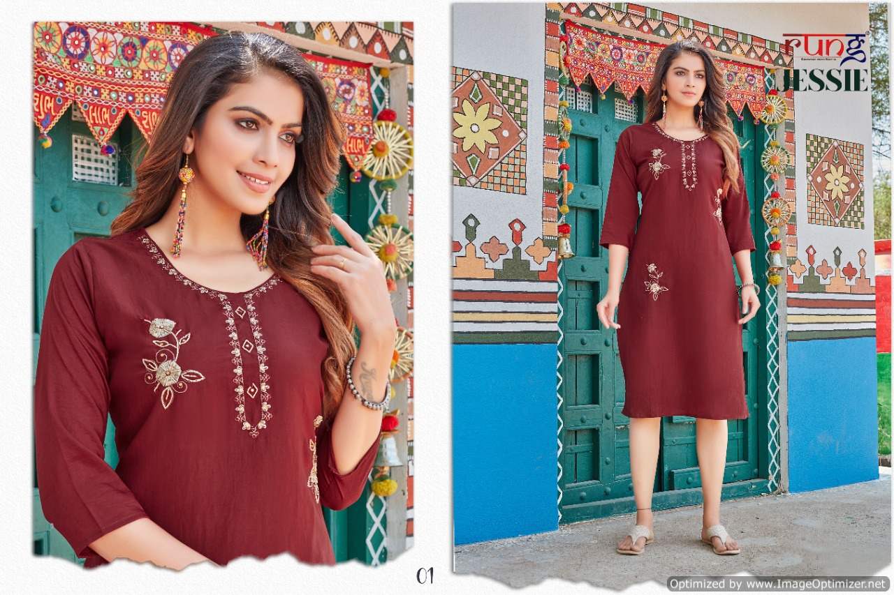Rung Jessie Party Wear Heavy Chinon Silk Designer Kurti Collection